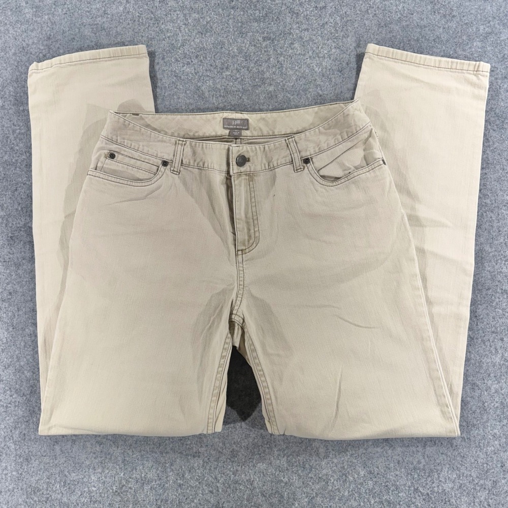 J. Jill Authentic Fit Below Waist Tan Khaki Stretch Straight Leg Pants Size 10